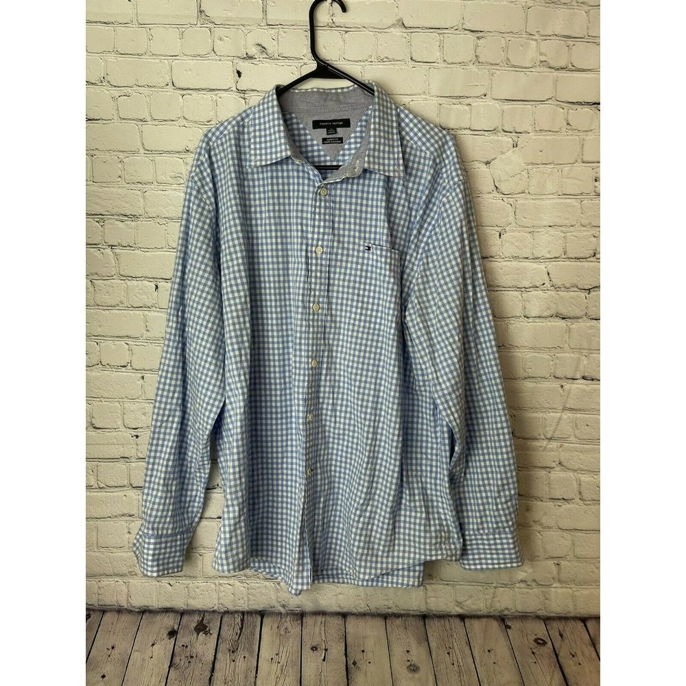 Mens Tommy Hilfiger plaid long sleeve dress shirt size Xl